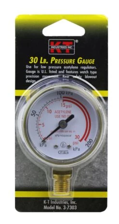 K-T PRESSURE GAUGE ACETYLENE 30 LB