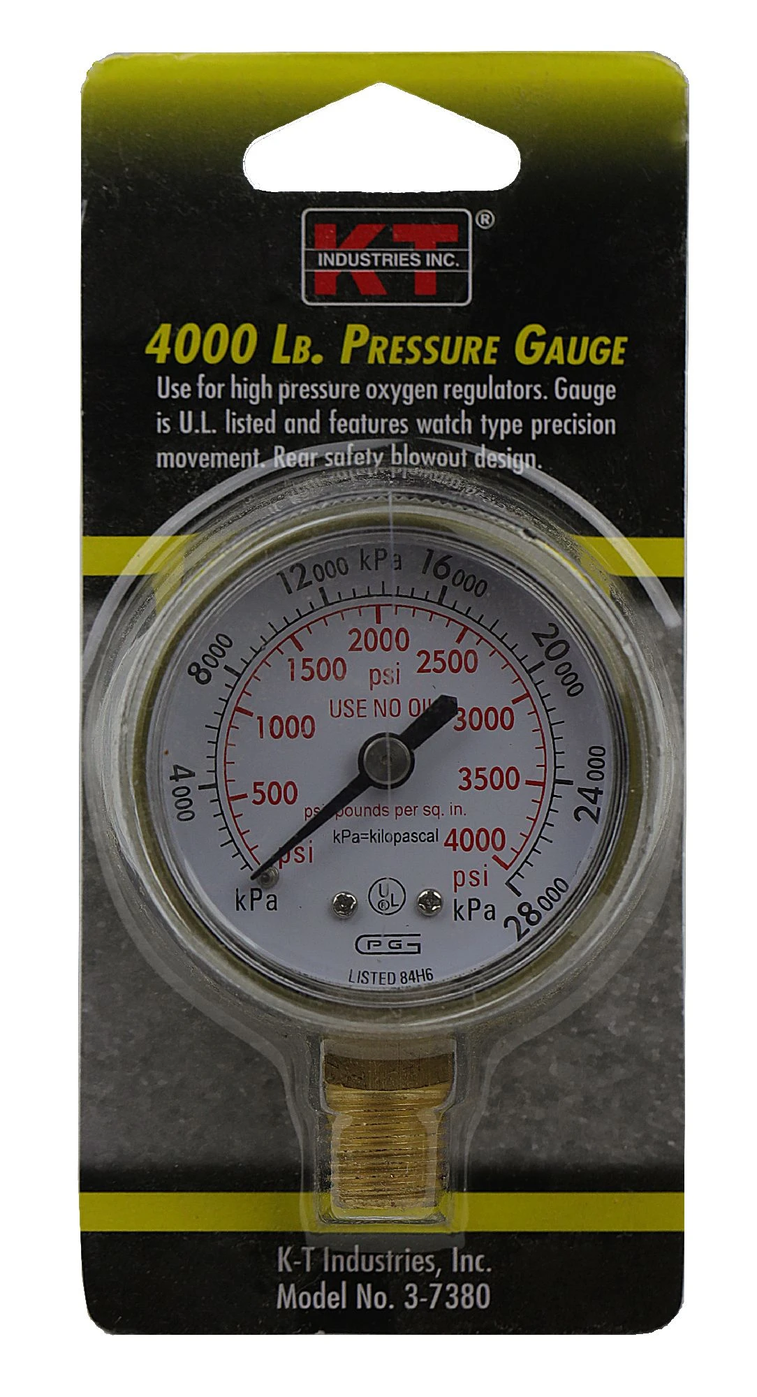 K-T PRESSURE GAUGE OXYGEN 4000 LB 2 K-T PRESSURE GAUGE OXYGEN 4000 LB - Image 2