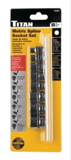 TITAN SOCKET SET SPLINE 8PC METRIC