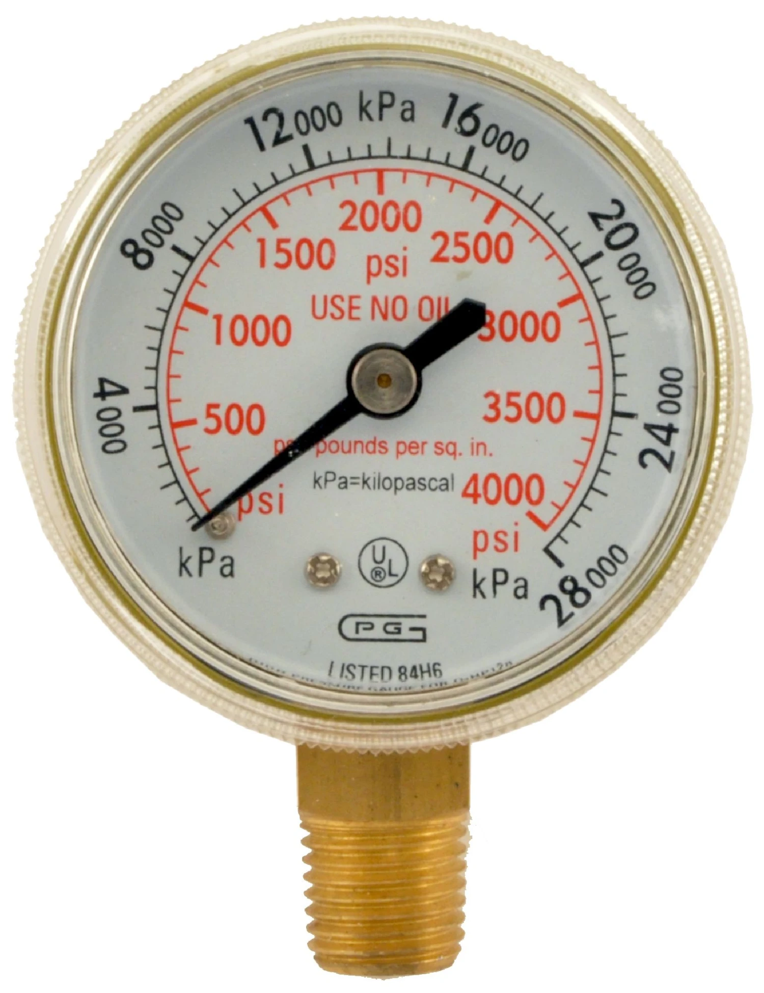 K-T PRESSURE GAUGE OXYGEN 4000 LB 1 K-T PRESSURE GAUGE OXYGEN 4000 LB